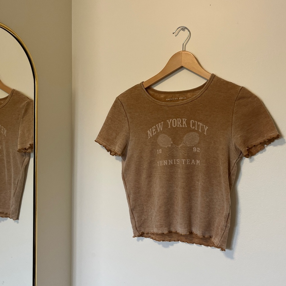 New York City Tennis Lettuce Hem Graphic Baby Tee